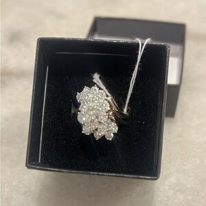 14k Solid White Gold 3.35 Ctw Natural Diamond VS2 - G Waterfall Statement Ring